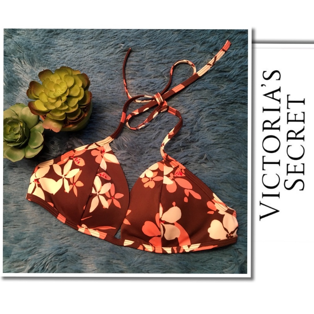 Victoria’s Secret Brown Floral Bikini Top  36A